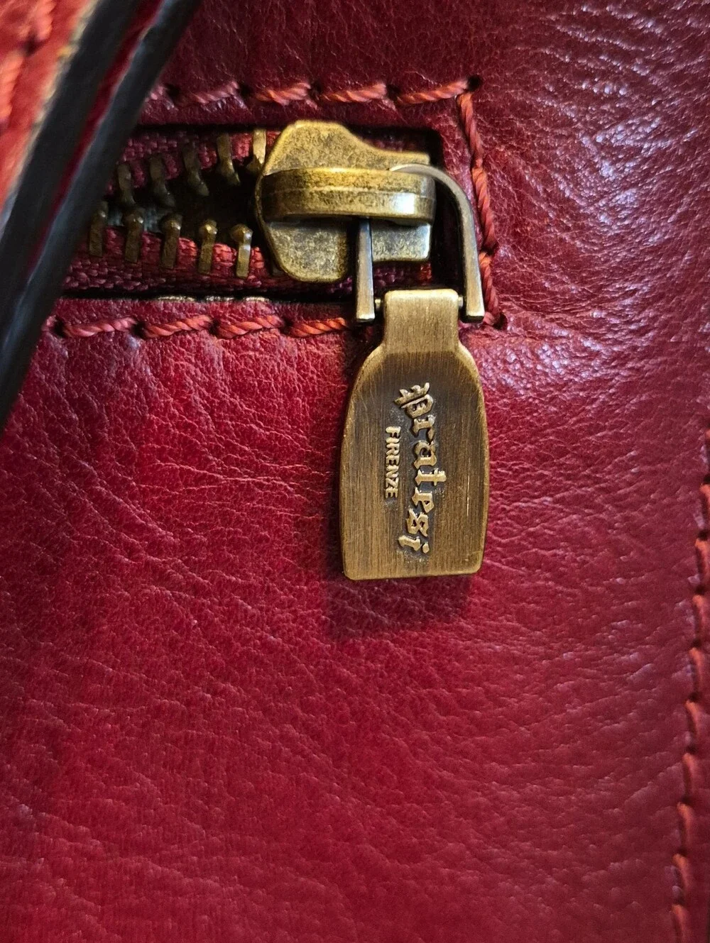 Pratesi Firenze Red Italian Leather Large Wristlet/Clutch Made in Italy Ret$285